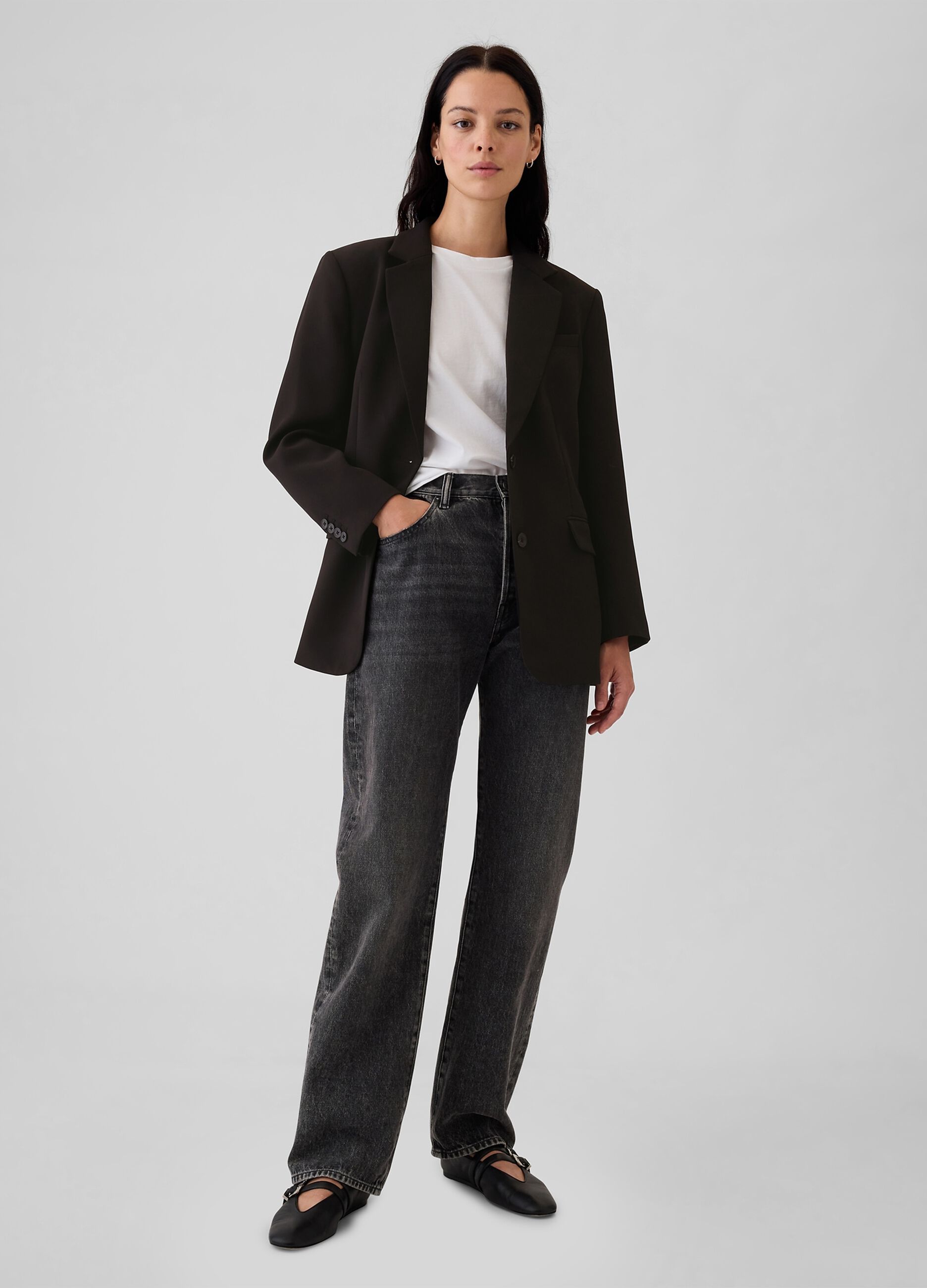 Solid colour single-breasted blazer