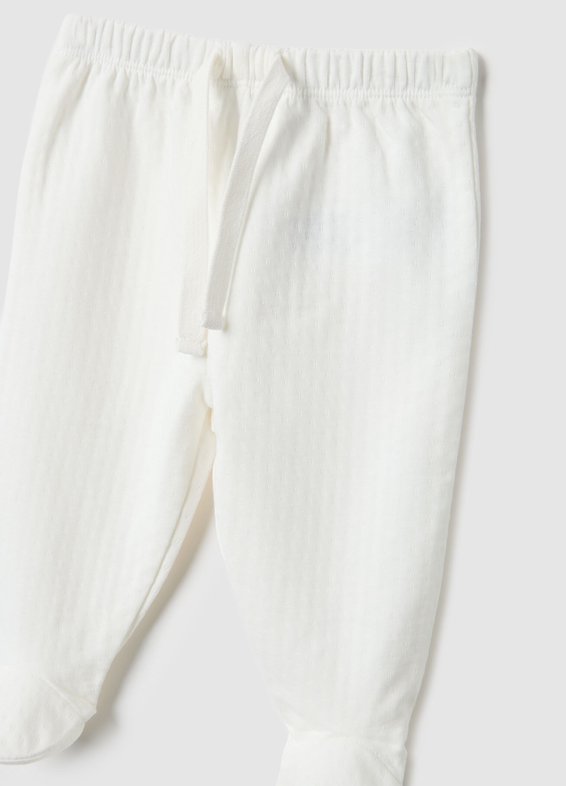 White pure cotton sweatshirt and trouser set for newborns with embroidery