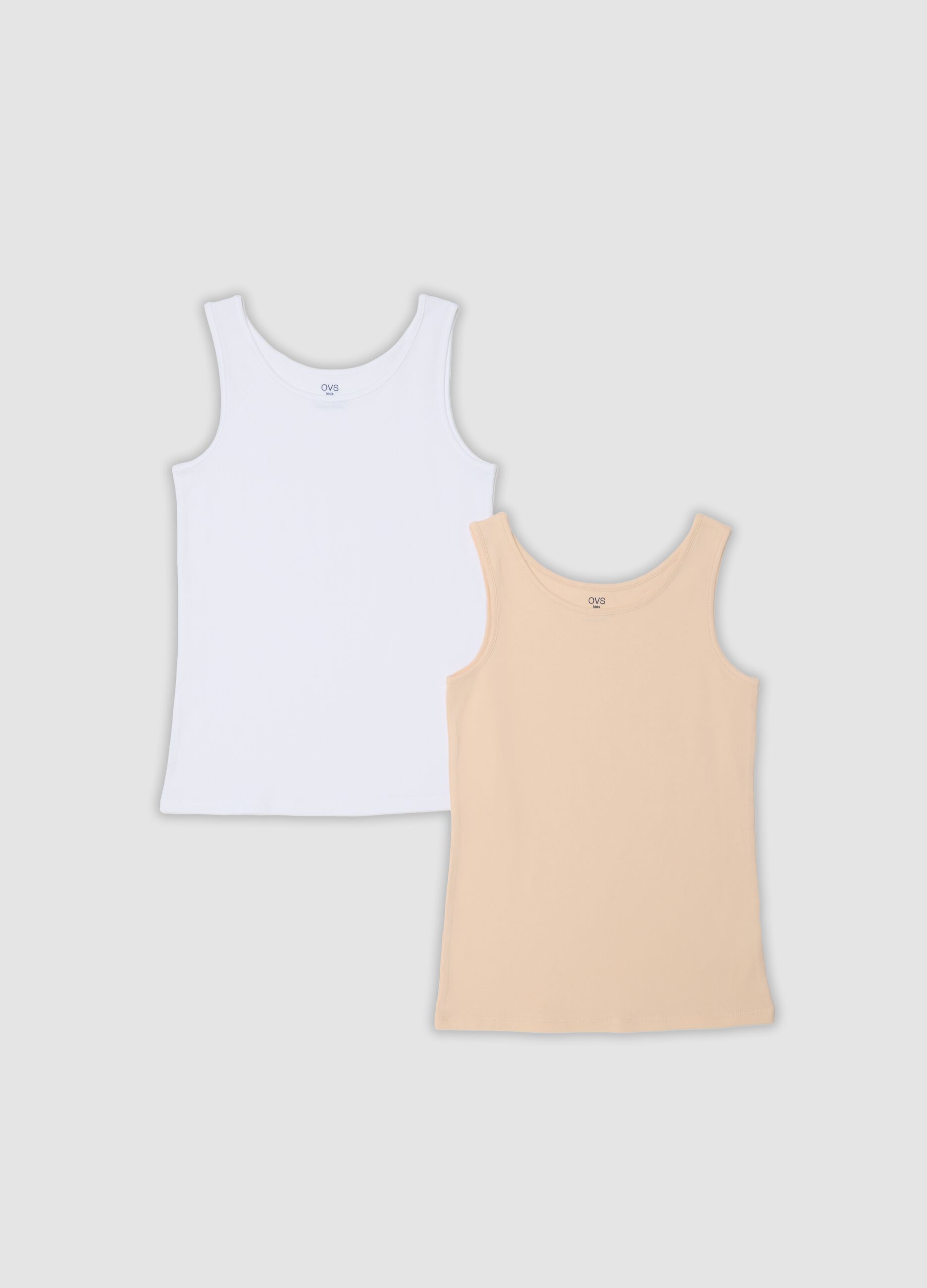 Two-pack of multicolour regular-fit vests in stretch organic cotton