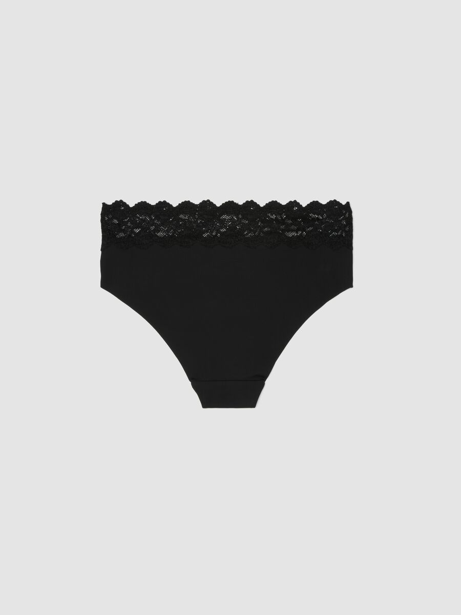 Black stretch microfibre briefs with lace_1
