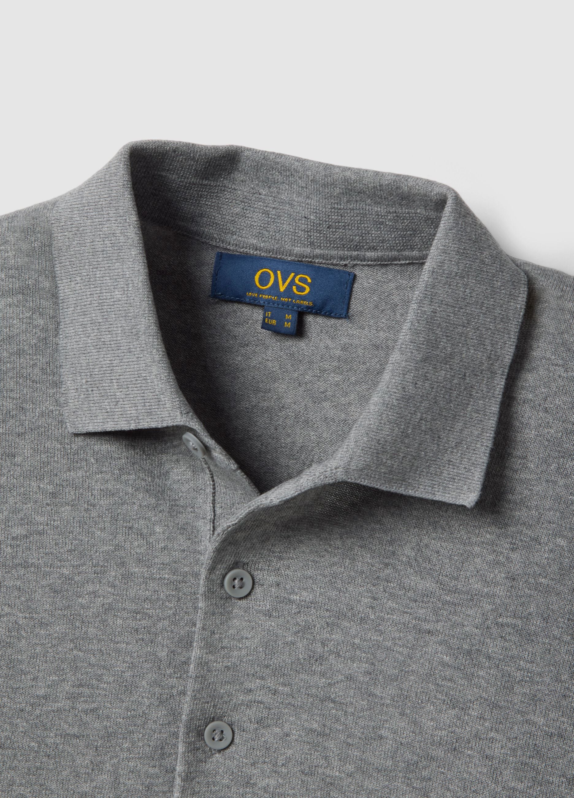 Grey pure cotton polo shirt regular fit