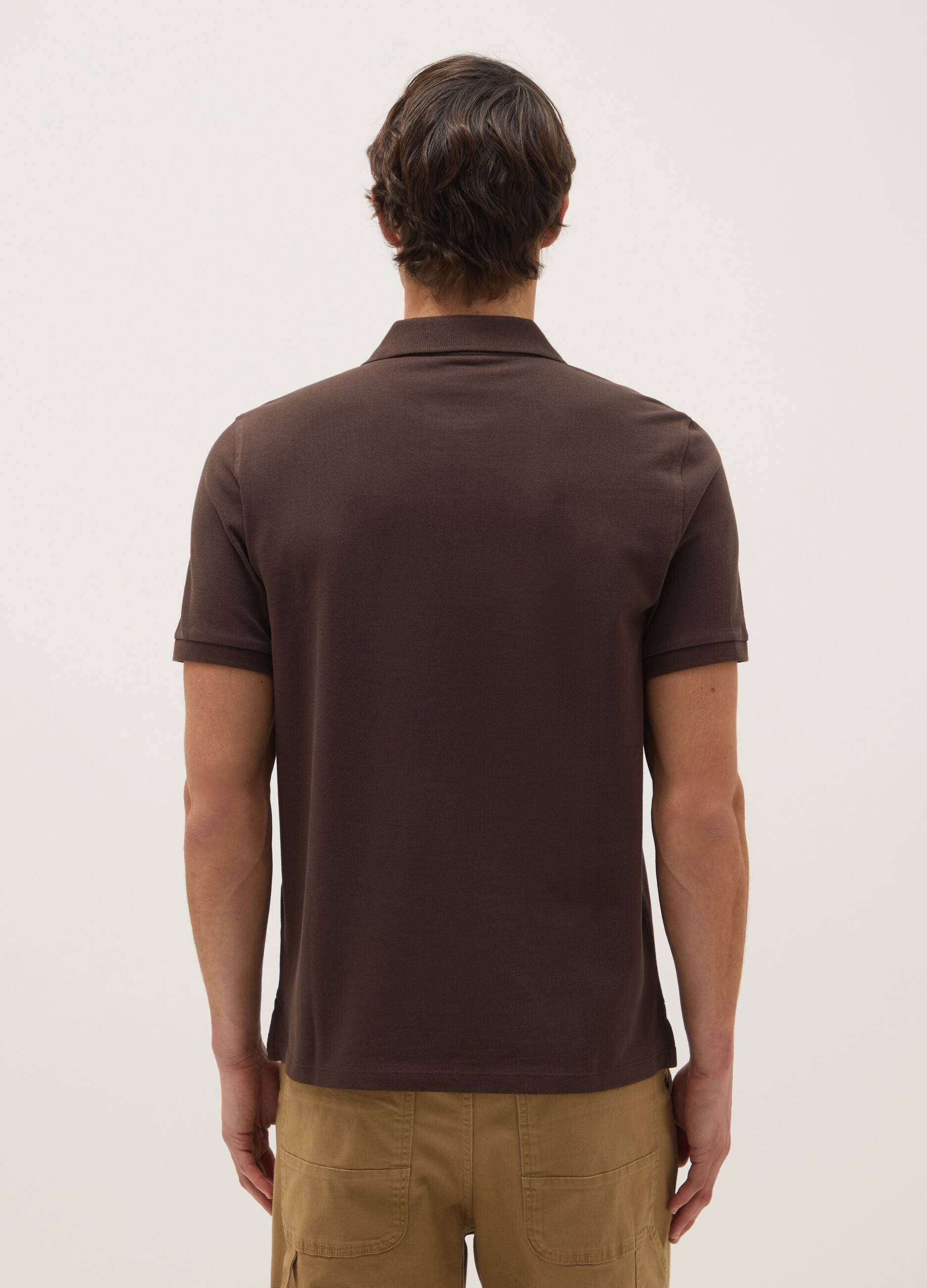 Brown pure cotton regular fit polo