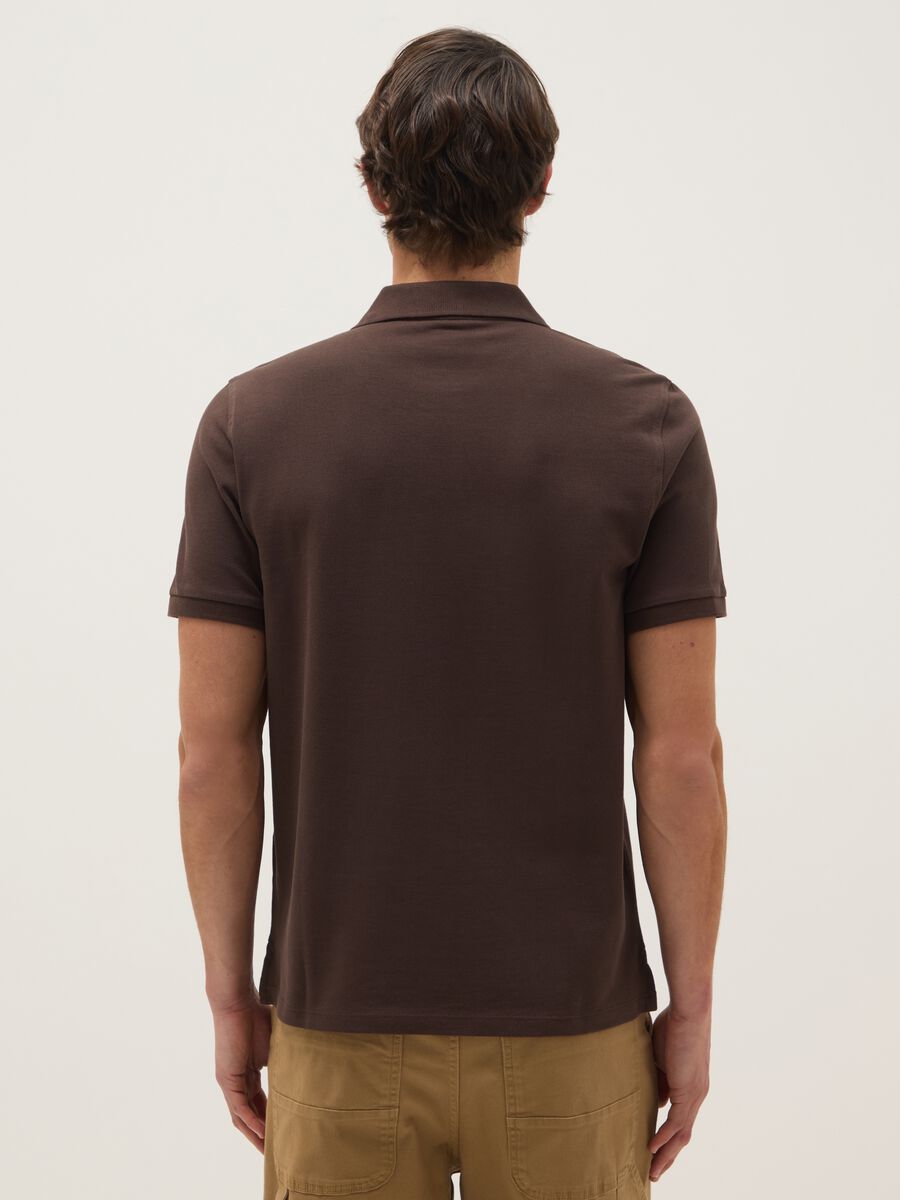 Brown pure cotton regular fit polo_2
