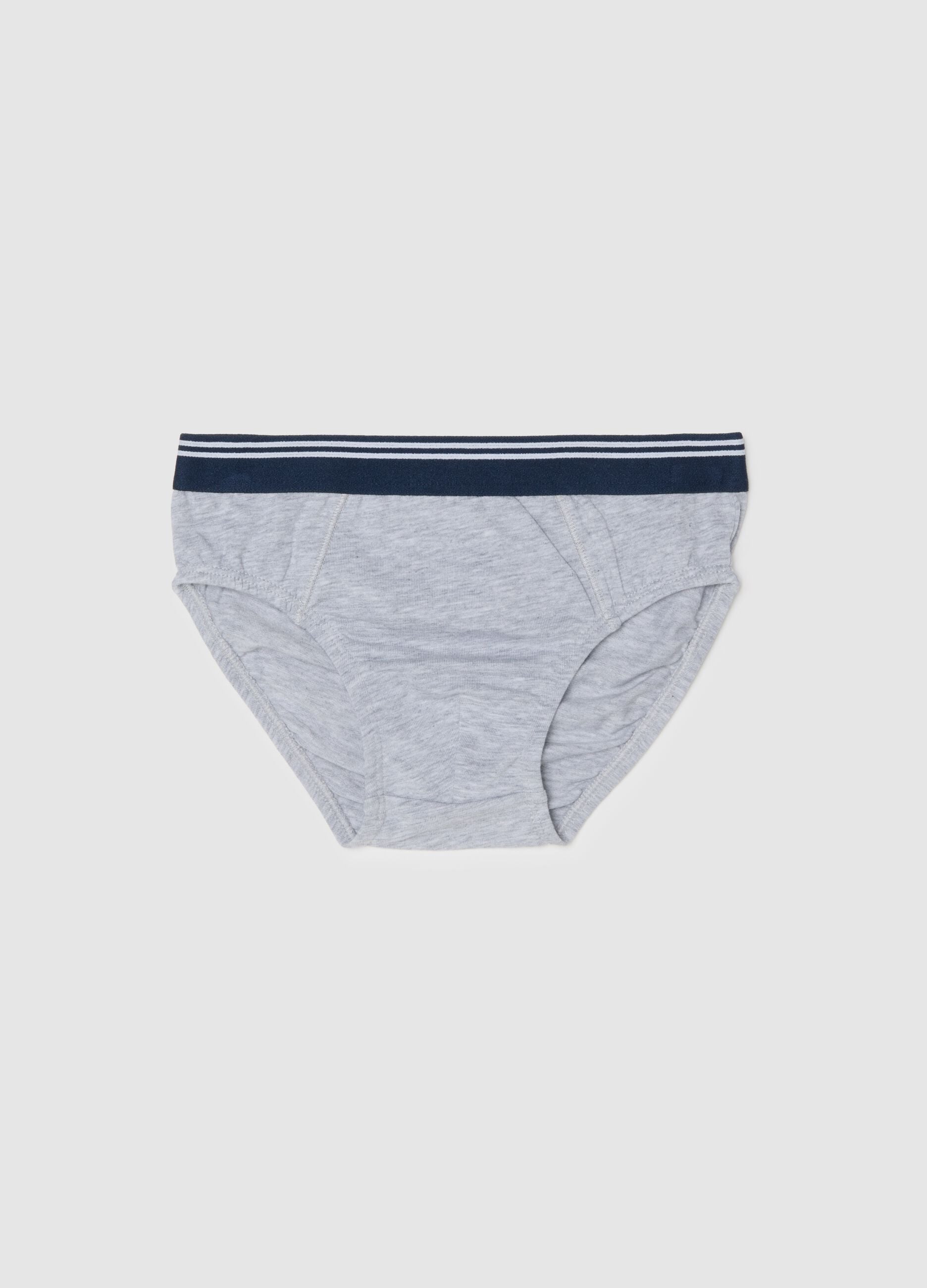 Boys' Grey Stretch Cotton Regular Fit Briefs