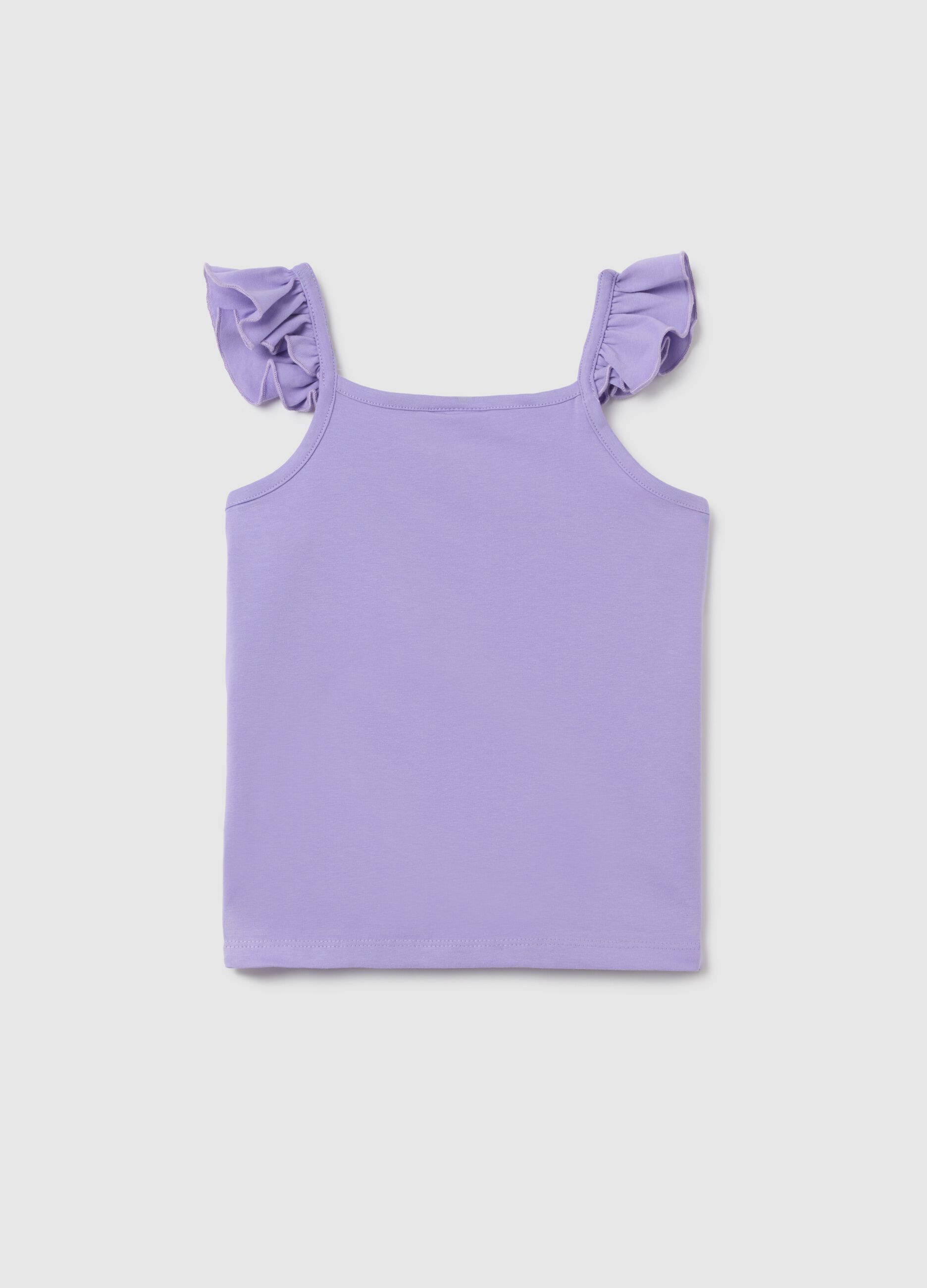 Girls' purple regular fit stretch cotton top with Disney print