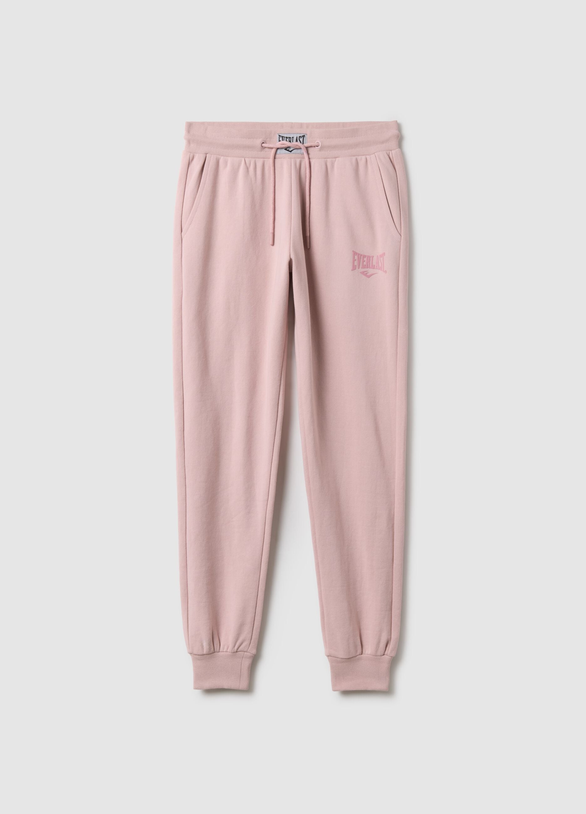 Pink cotton blend regular fit trousers with Everlast logo