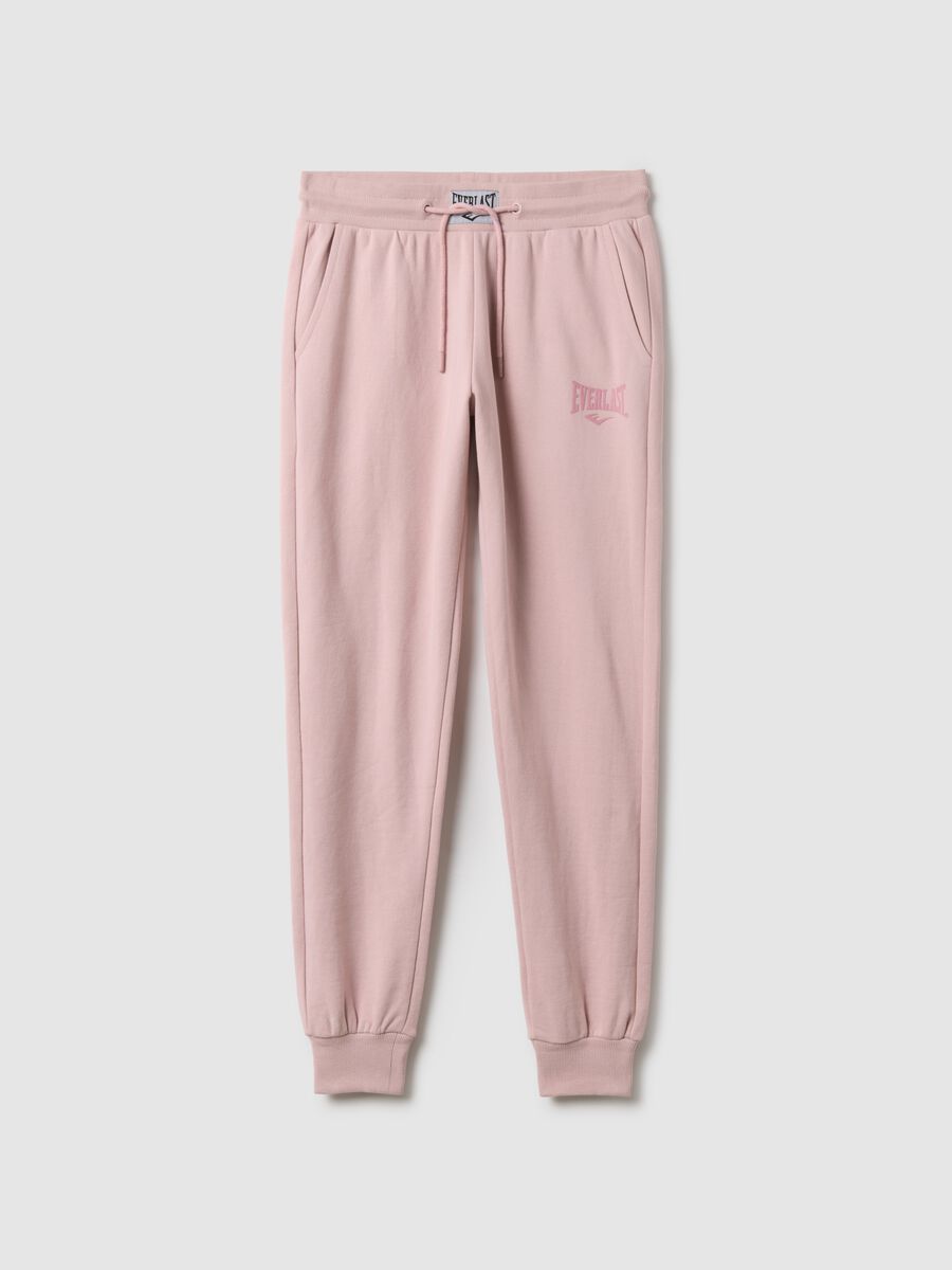 Pink cotton blend regular fit trousers with Everlast logo_4