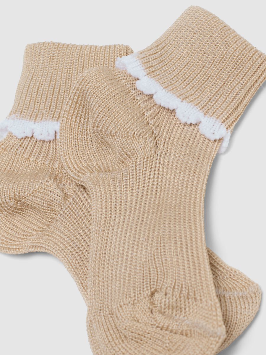 Twin-pack multicolour baby socks in cotton blend with embroidered trim_1