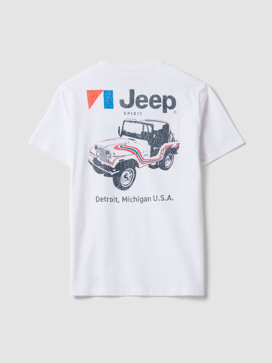 T-shirt bianca in puro cotone girocollo con stampa Jeep_2