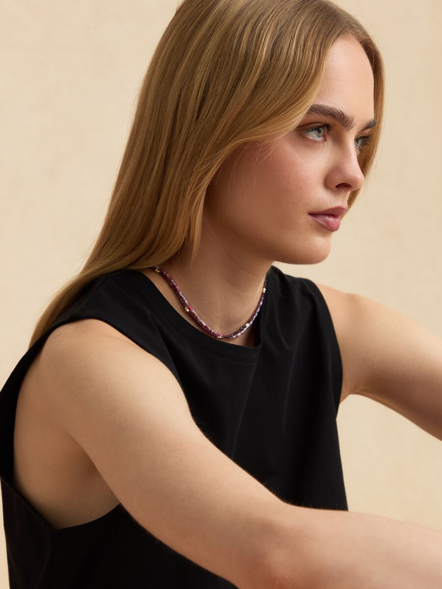 Black cotton-blend tank top_1