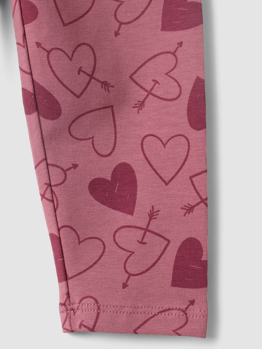 Purple organic cotton-blend leggings with animal print for baby girls_3