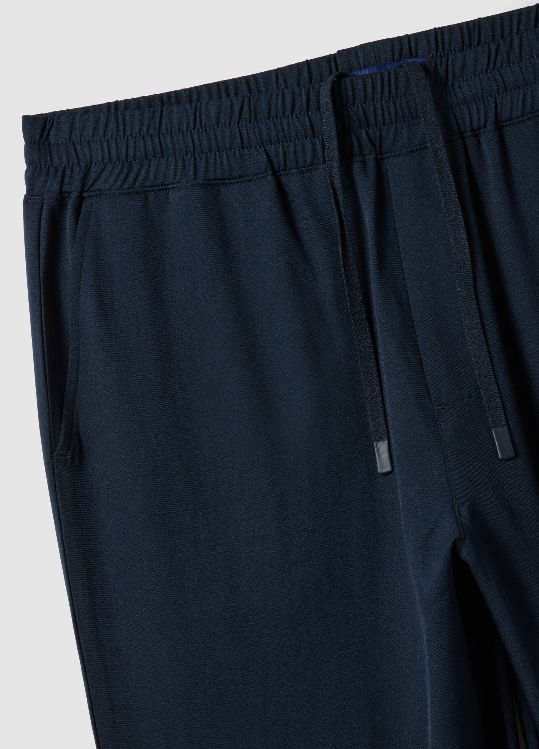 Blue regular fit trousers with elasticated waist
