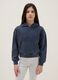 Felpa in puro cotone blu regular fit da ragazza con cappuccio_0