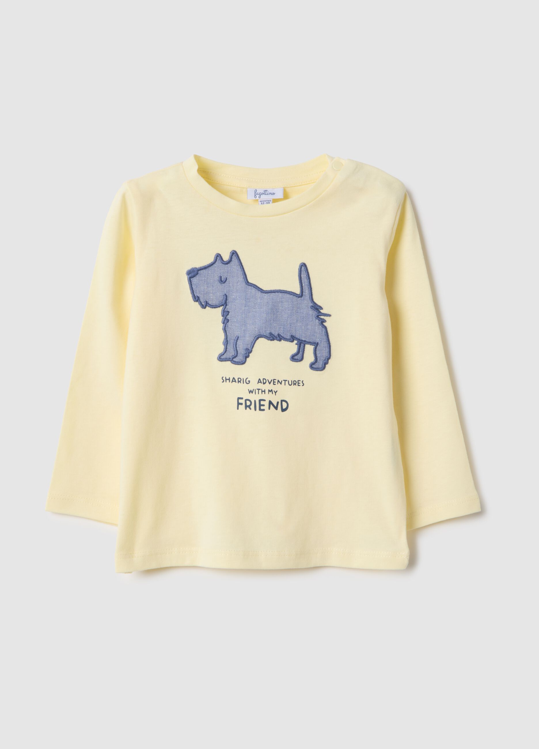 Yellow pure cotton toddler T-shirt, regular fit with print
