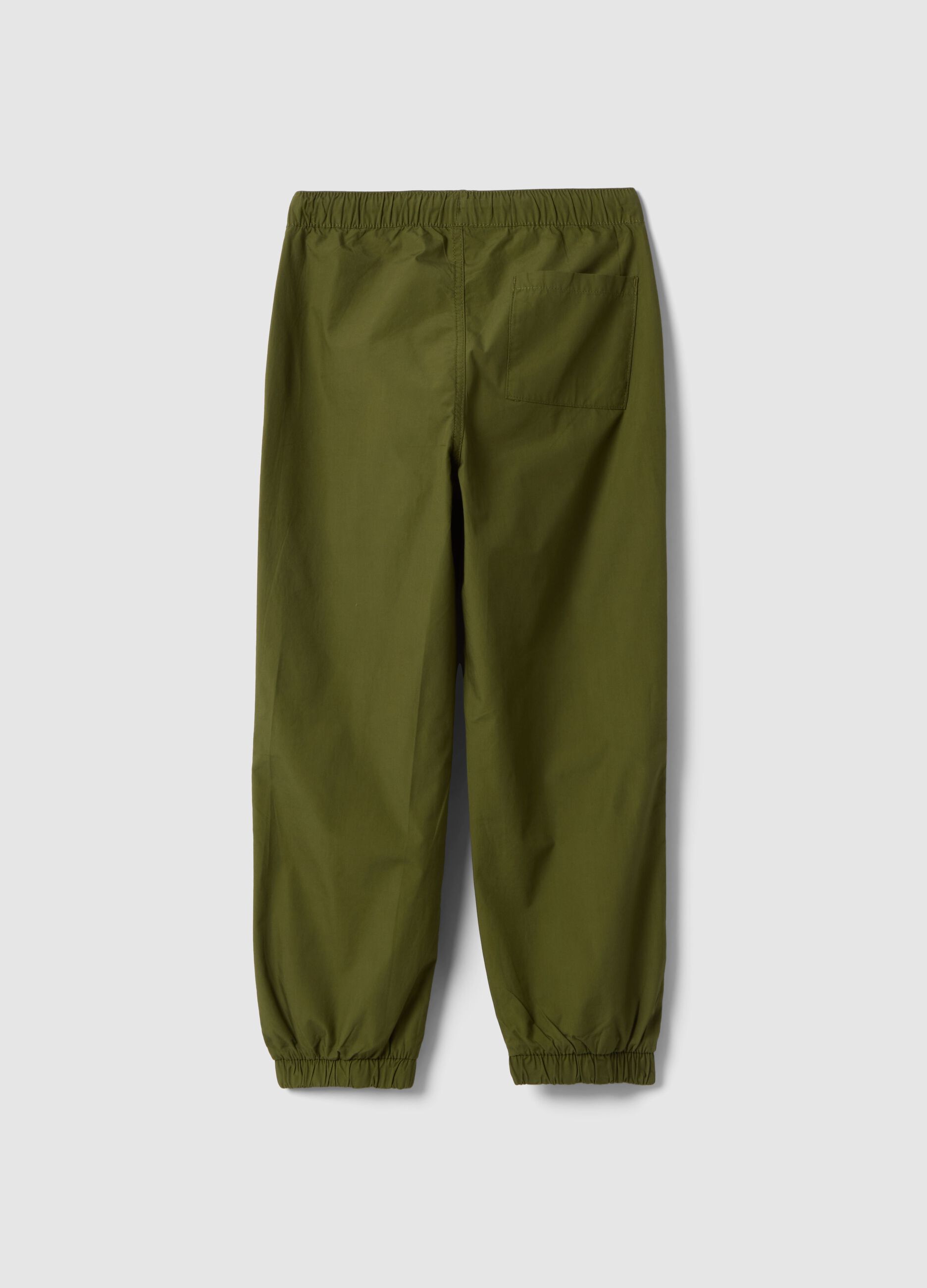 Boy's green wide leg trousers in pure cotton