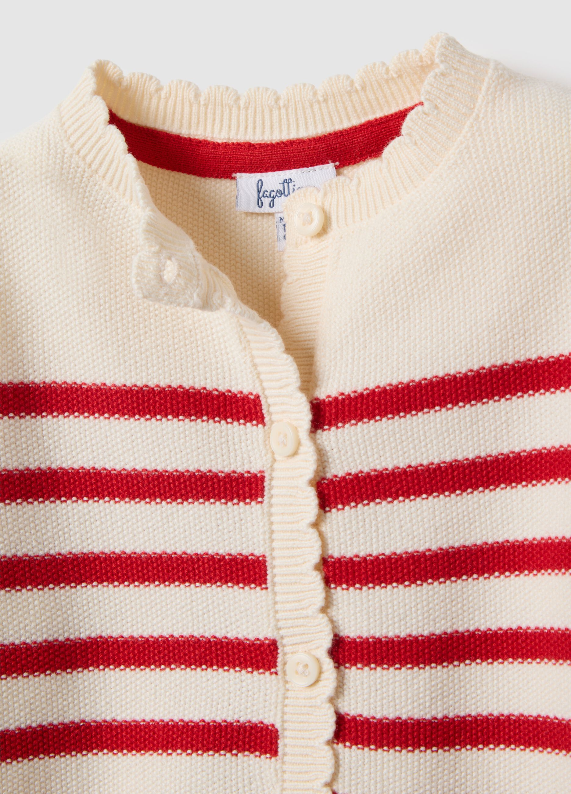 Girls' multicolour striped cardigan in pure cotton, regular fit