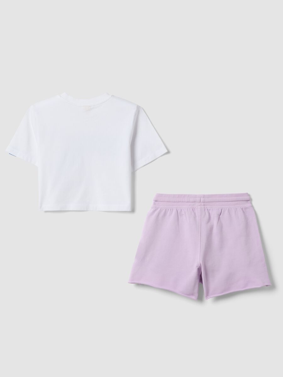 Girls&rsquo; white and purple pure cotton set with Stitch prints_4