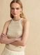 Beige cotton-blend knitted top_0