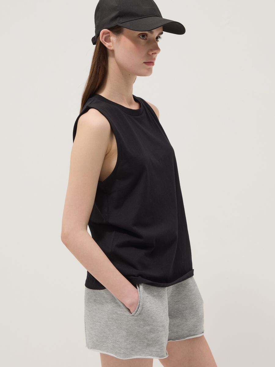 Black pure cotton tank top_0