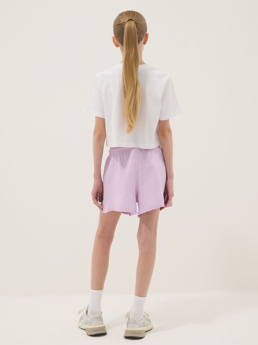 Girls&rsquo; white and purple pure cotton set with Stitch prints_1