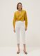 Yellow pure cotton regular fit deep V shirt with polka dots_0