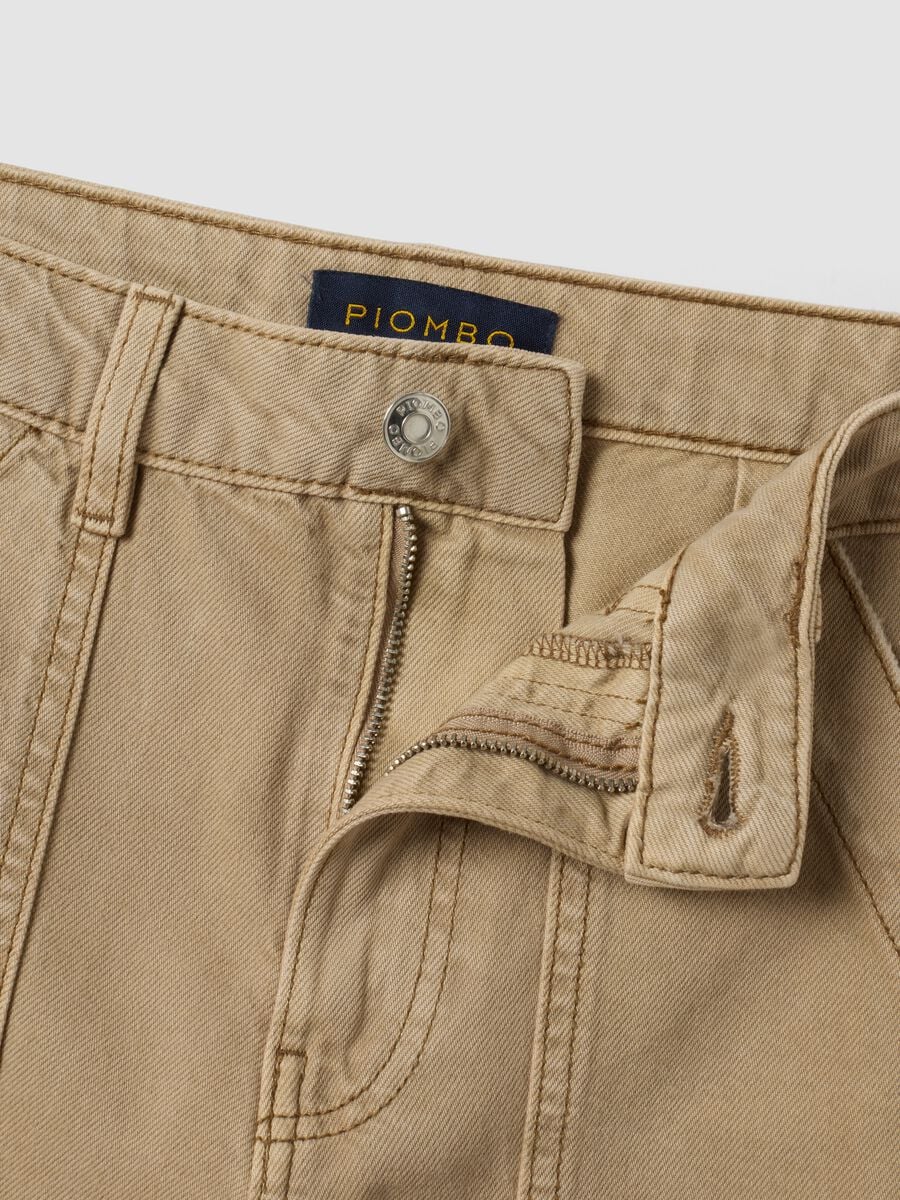Jeans denim beige wide leg in puro cotone_1