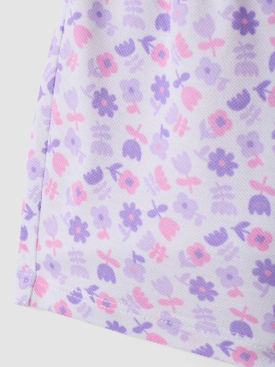Purple pure cotton floral-print shorts for baby girls, regular fit_3