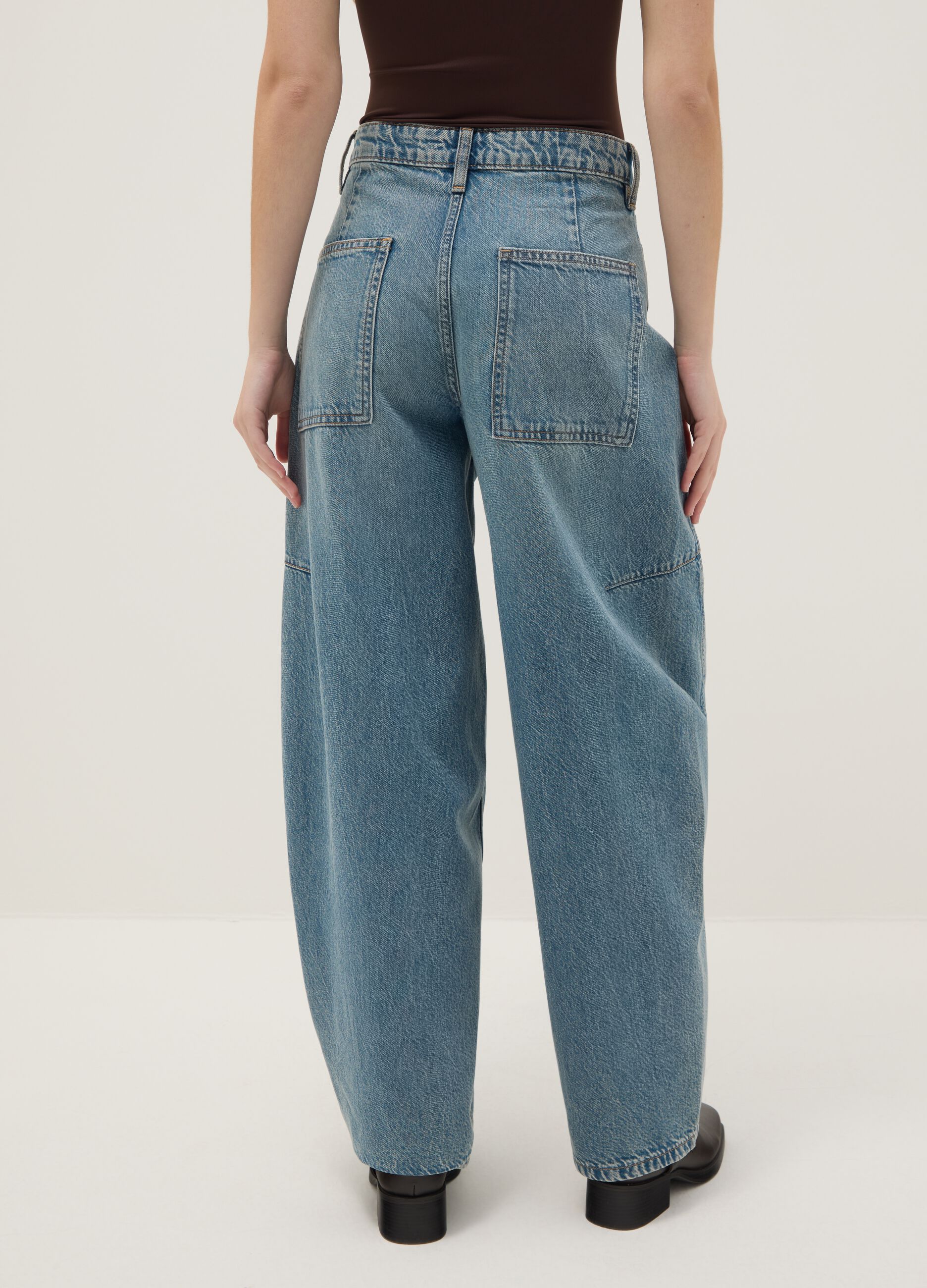 Pure Cotton Blue Regular Fit Skater Jeans