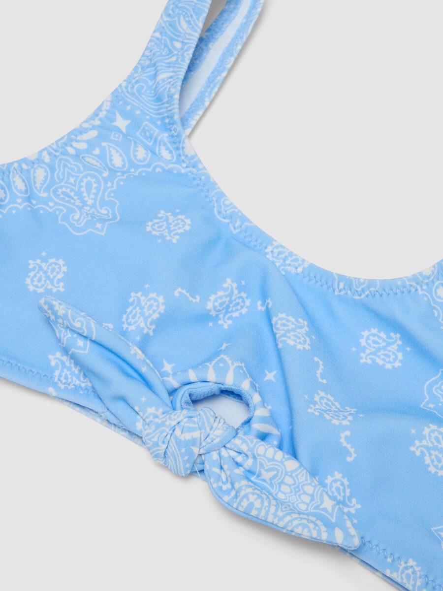 Bikini azzurro in tessuto elasticizzato con stampa paisley per bambina_2