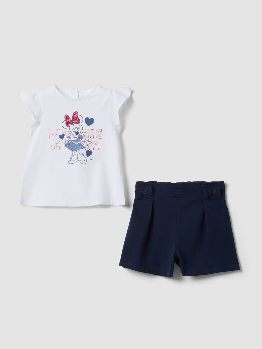 Regular fit multicolour stretchy cotton set for girls with Minnie_0