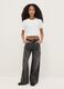 Girls' grey cotton cargo jeans with relaxed fit_0