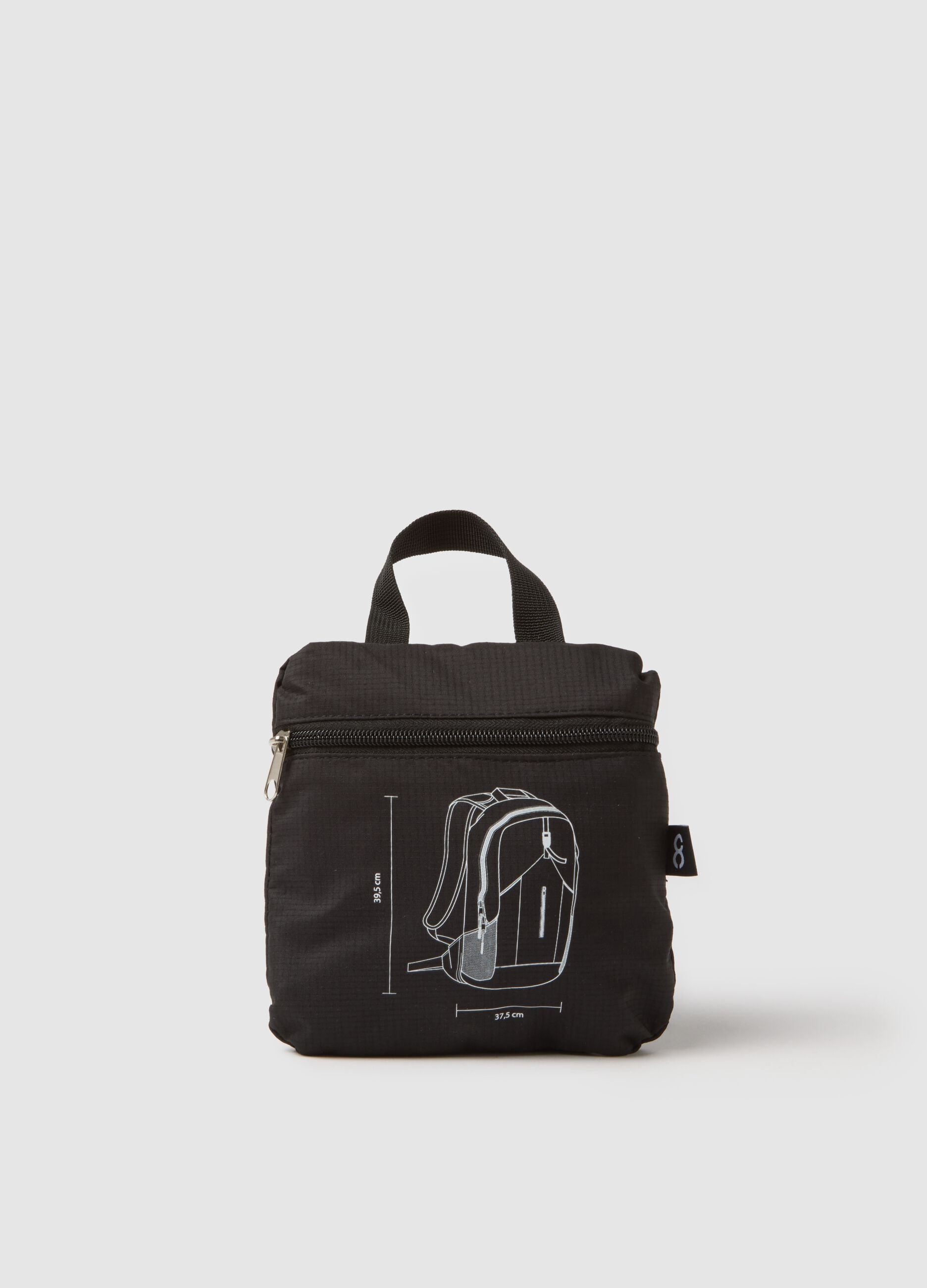 Black sporty backpack with adjustable straps