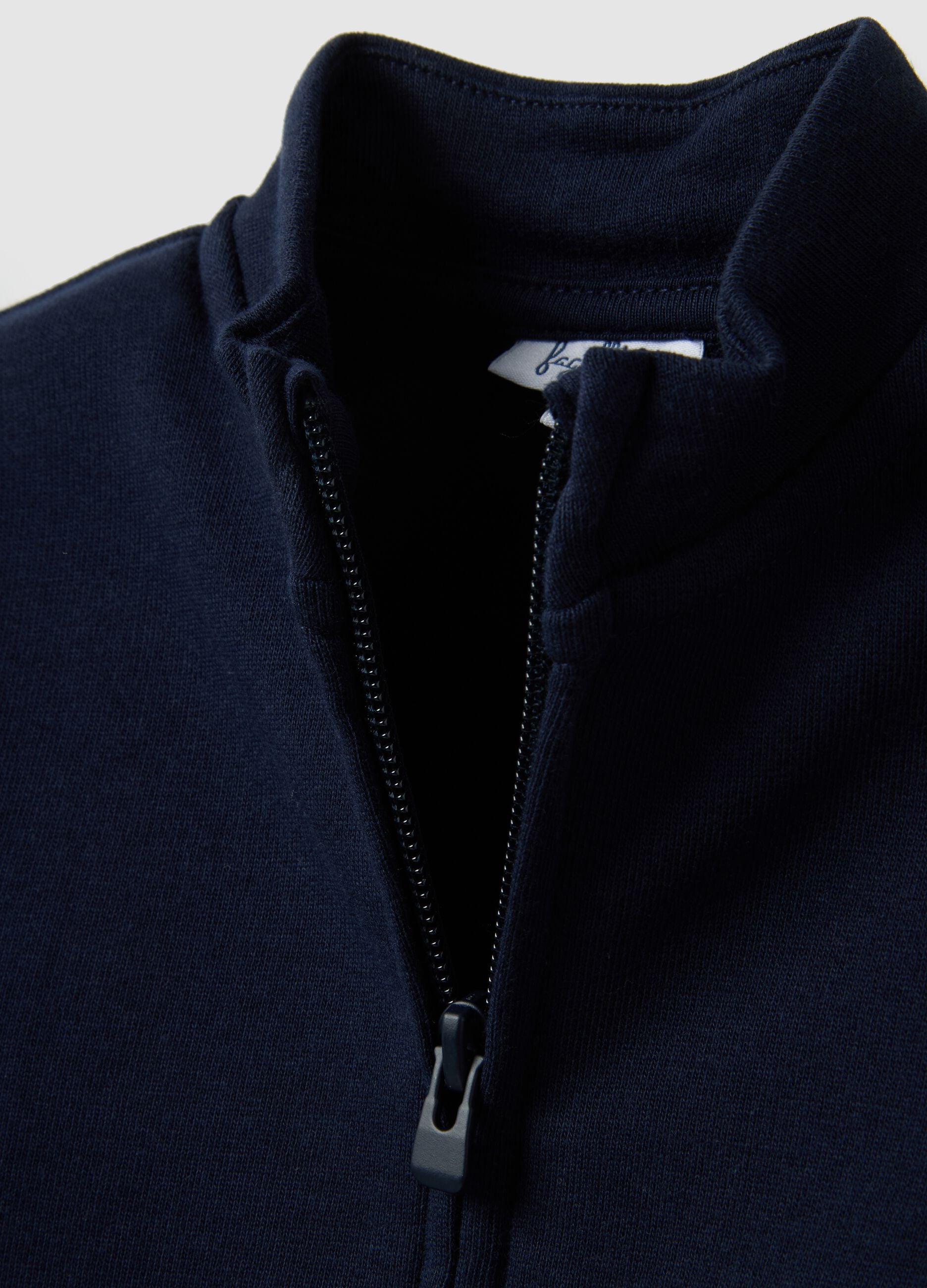 Blue pure cotton sweatshirt for boys, regular fit with zip