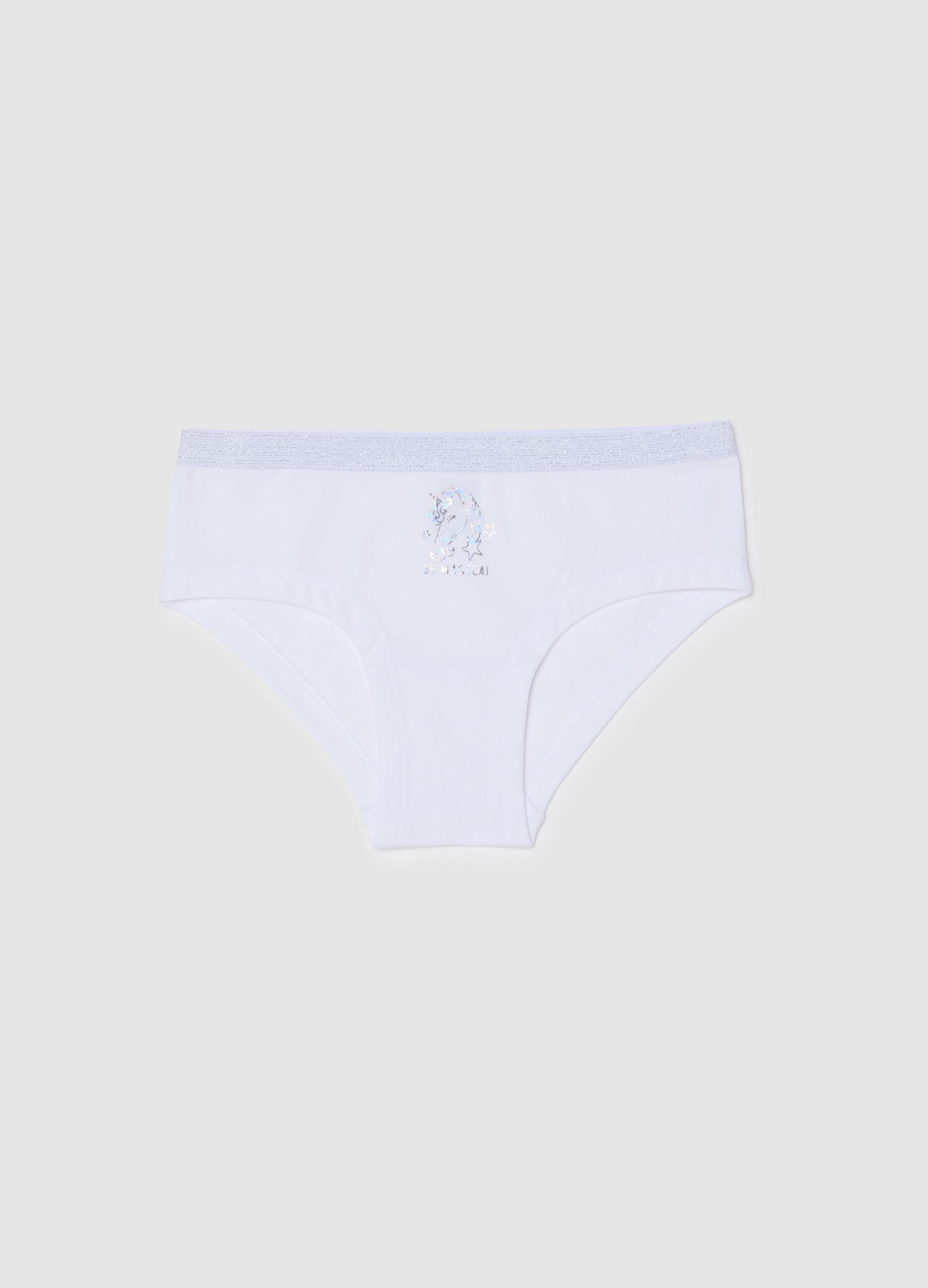 White stretch cotton panties for girls