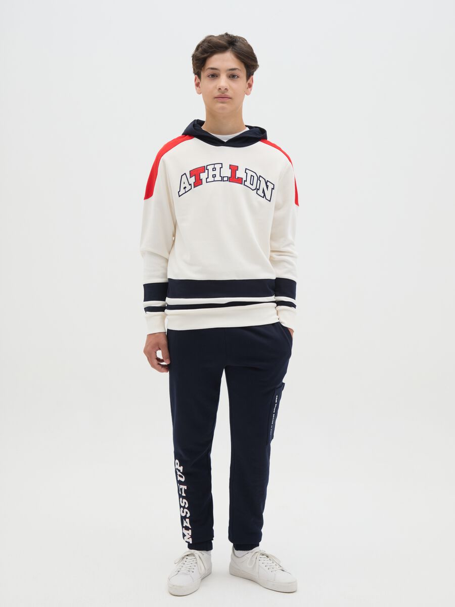 Fleece joggers with drawstring and print_0