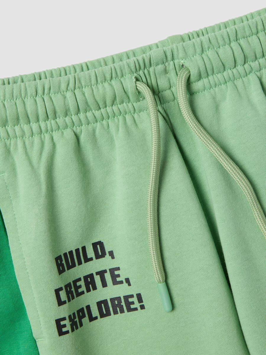 White and green pure cotton kids&rsquo; set with T-shirt and shorts, oversized fit_3
