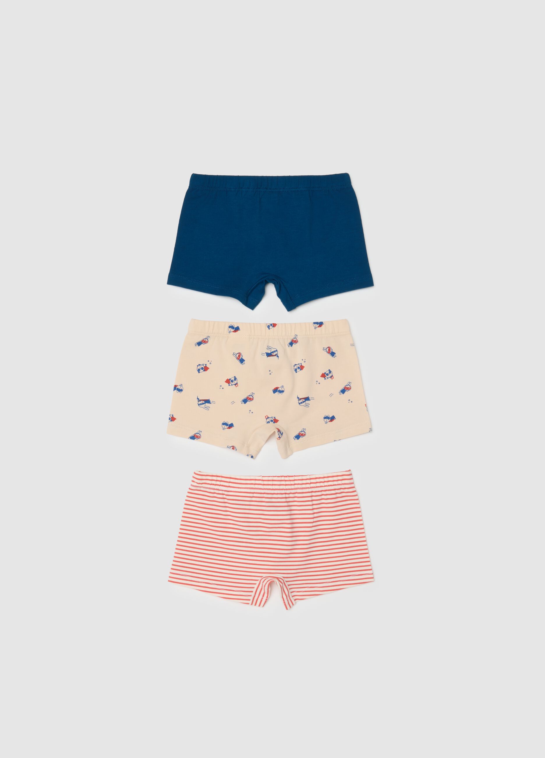 Pack of three multicolour stretch cotton baby boxers regular fit