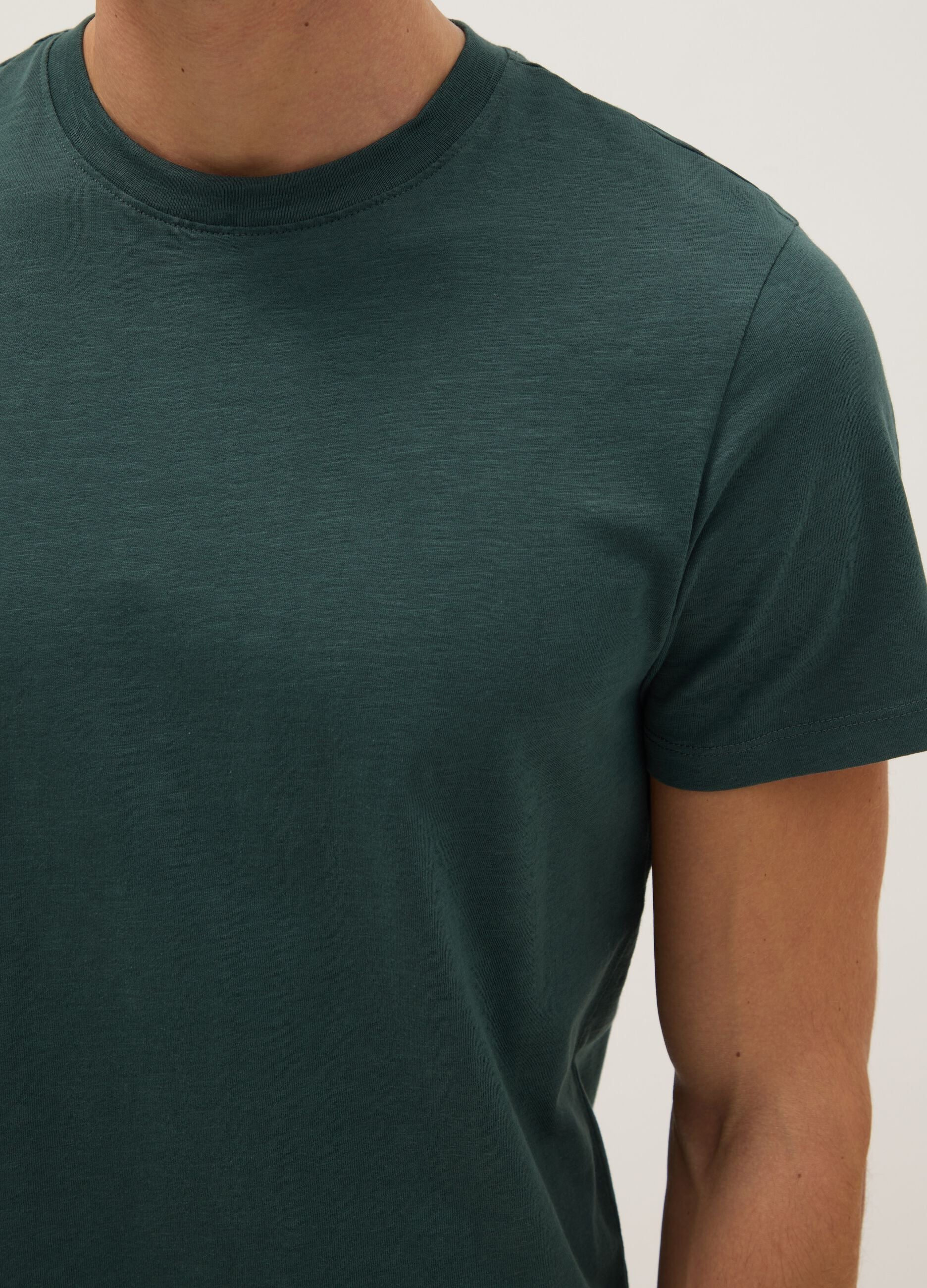 Green Pure Cotton T-shirt with Regular Fit