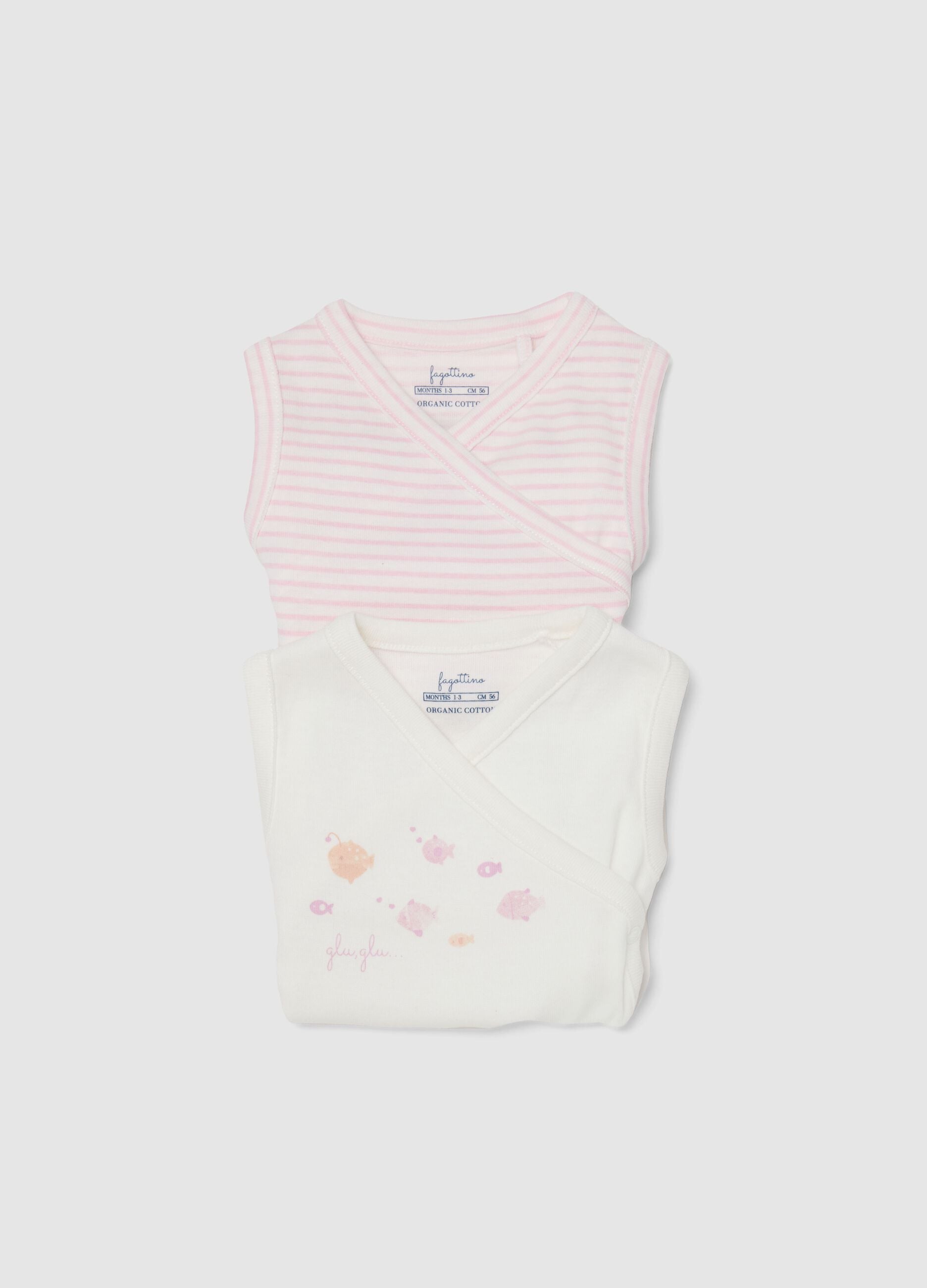 Two-pack multicolour pure cotton bodysuit regular fit for girls