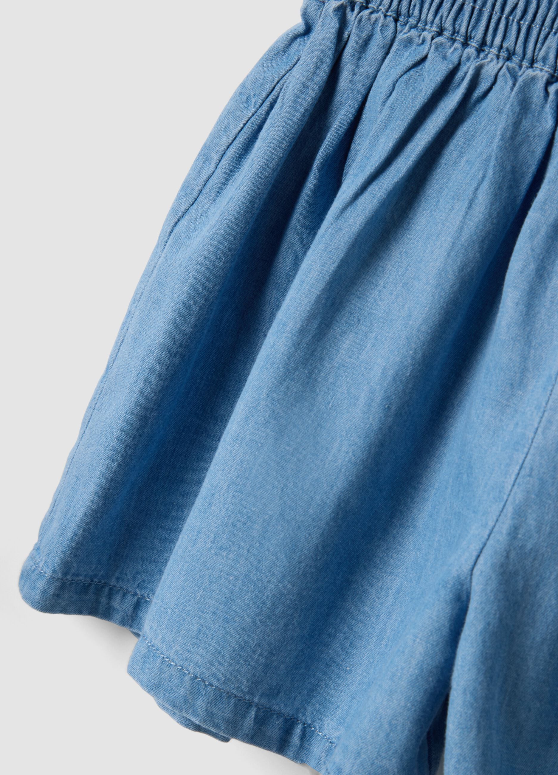 Girls&rsquo; light blue pure cotton denim shorts, regular fit