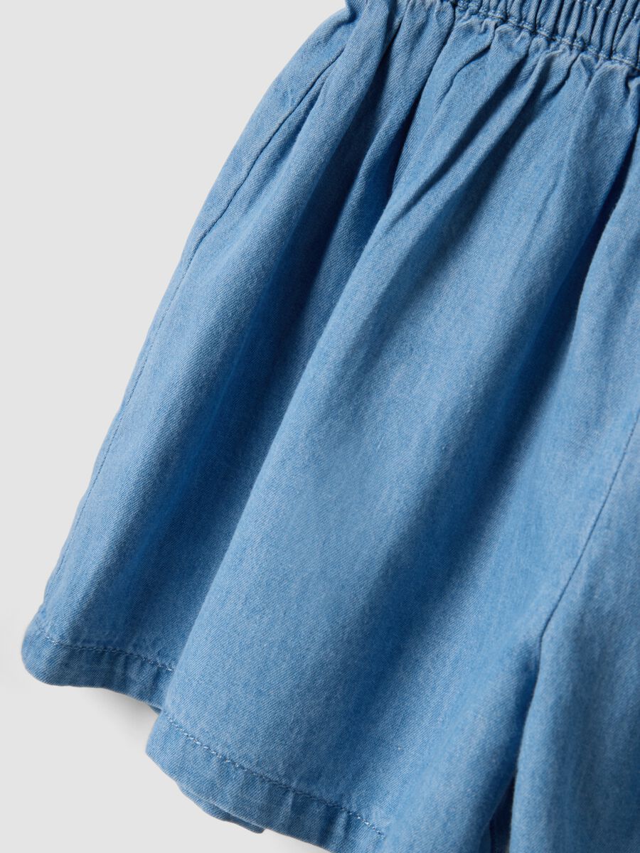 Girls&rsquo; light blue pure cotton denim shorts, regular fit_3