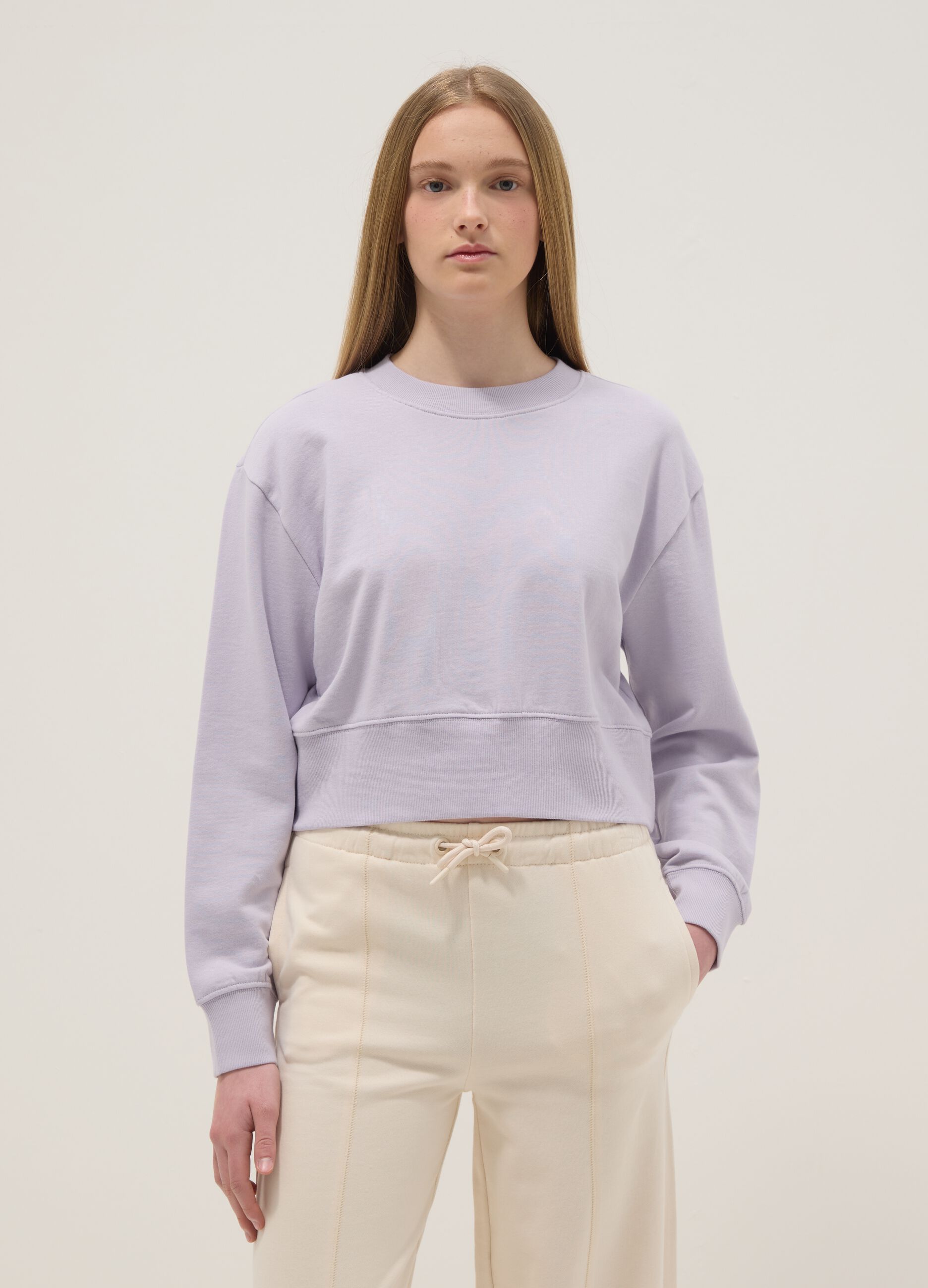 Purple pure cotton regular fit sweatshirt for girls