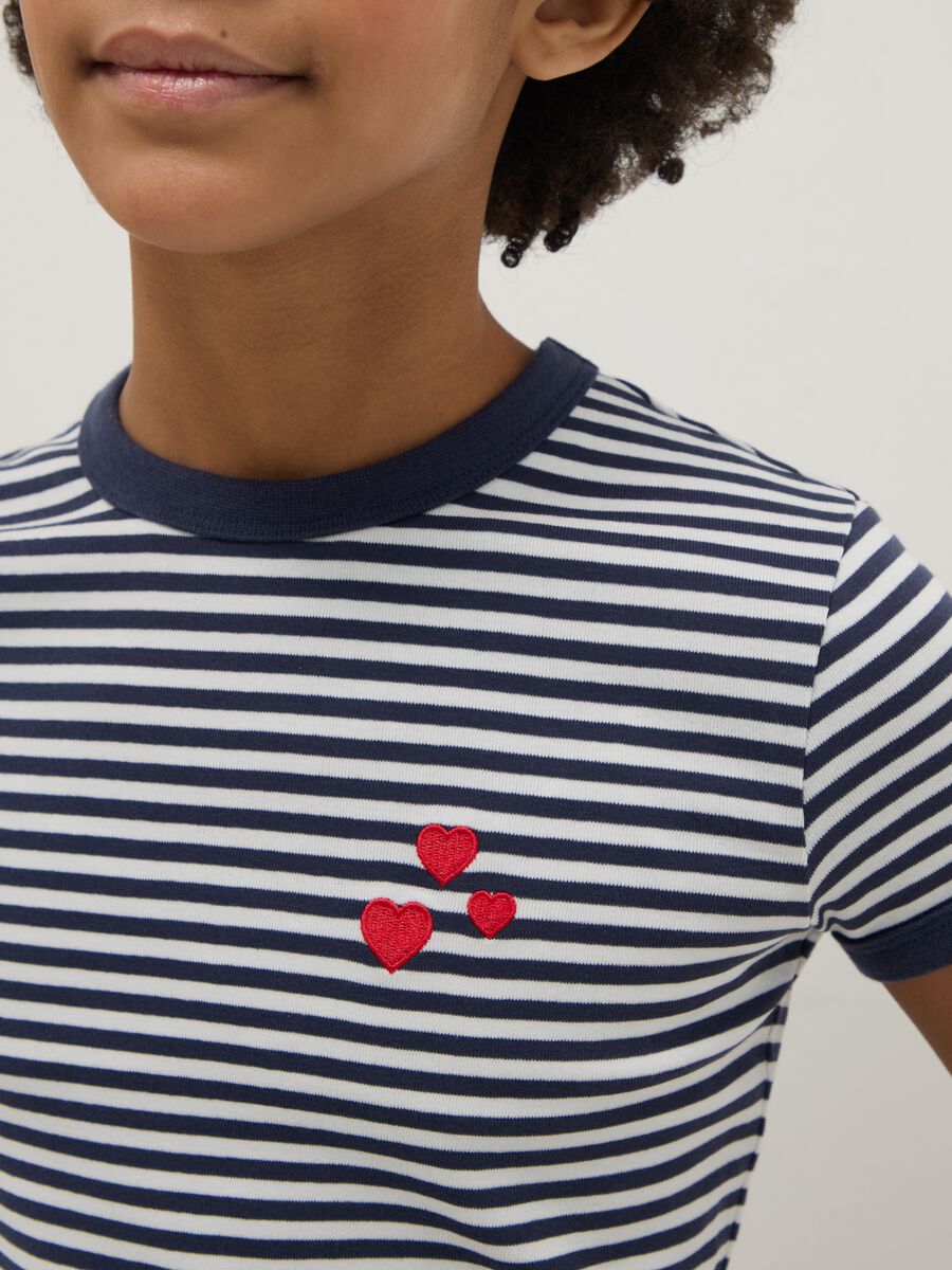 Blue striped stretch T-shirt for girls_2