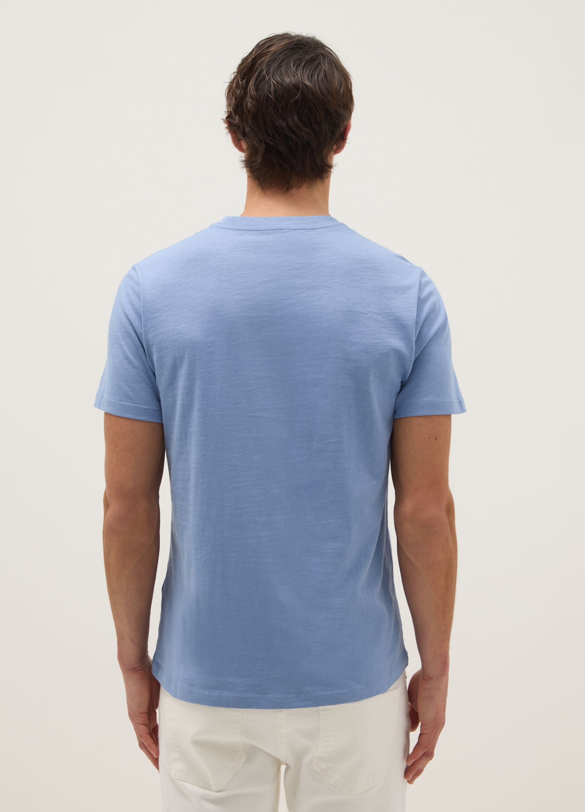 Pure cotton blue regular fit t-shirt