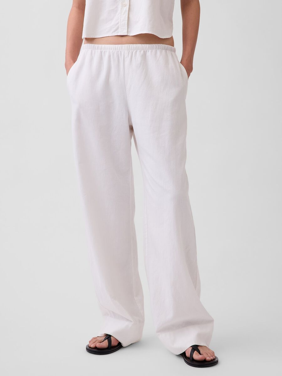 Pantaloni a palazzo in misto lino_1