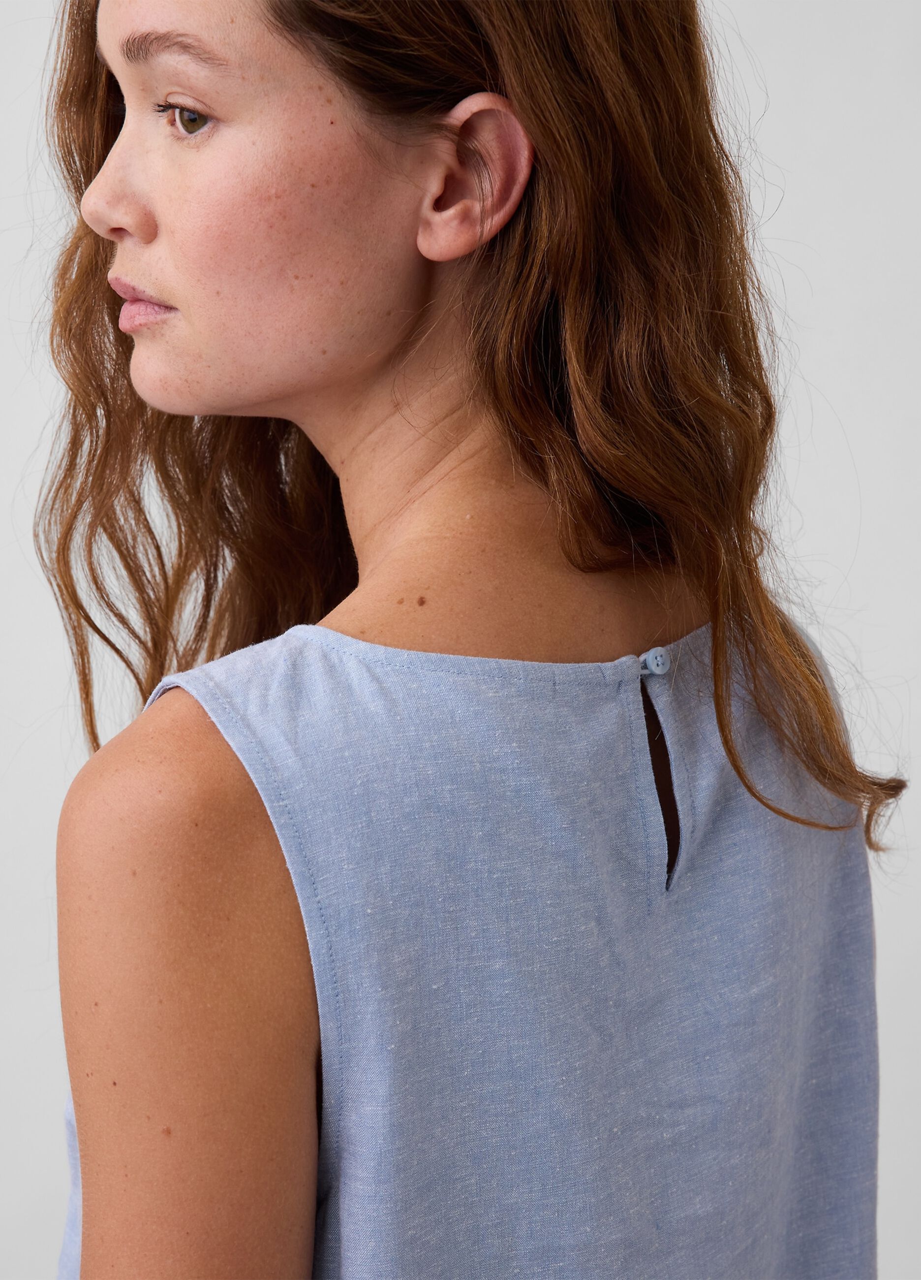 Sleeveless linen-blend top