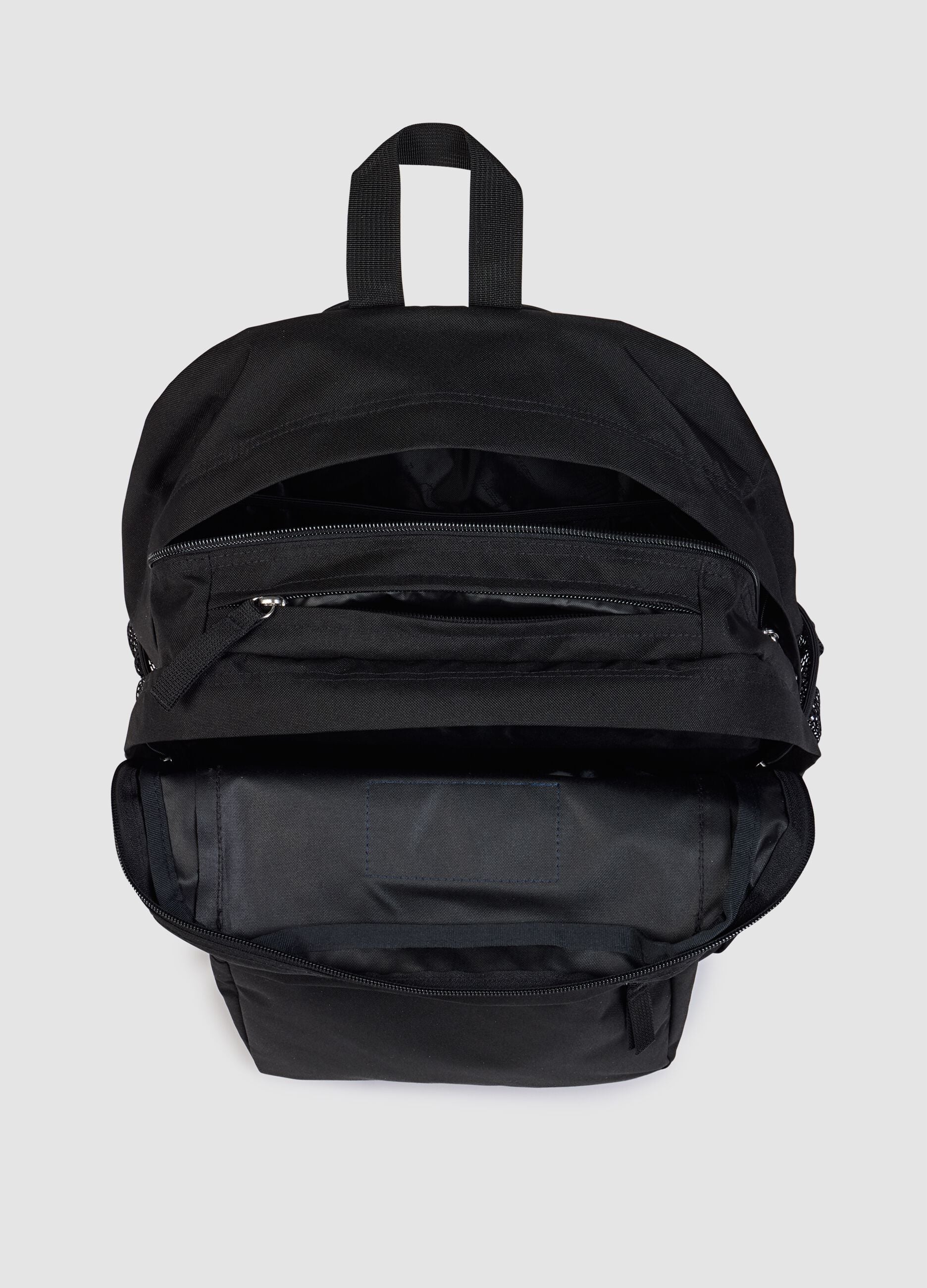 Black backpack with external pockets