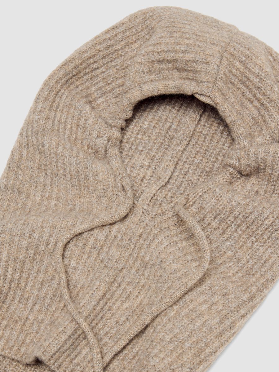 Balaclava beige in lana elasticizzato a maglia jersey_2