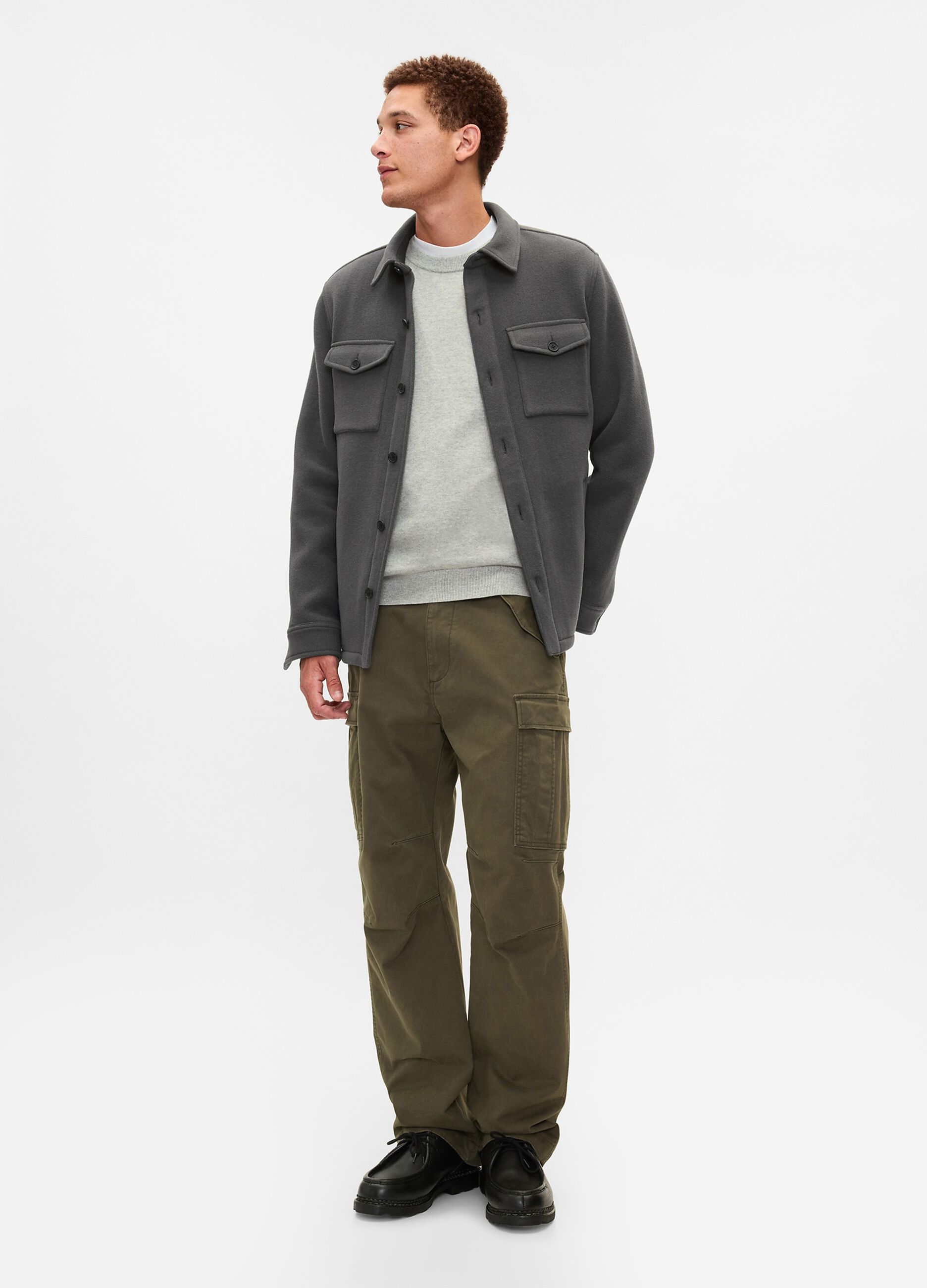 Utility shacket in wool blend