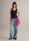 Blue regular fit stretch cotton tank top_1